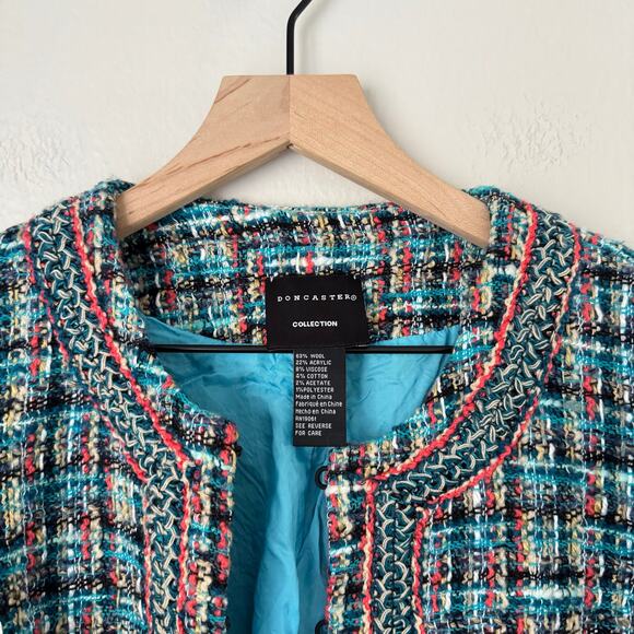 Doncaster Collection Womens Multicolor Tweed Wool Blend Blazer Coat Work Size 10 - Picture 2 of 10